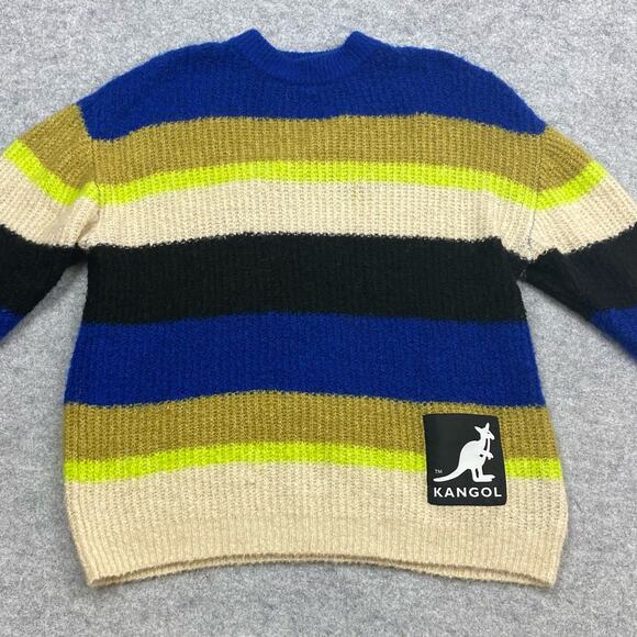 Kangol x H&M sweater Womens small Oversized Striped artsy bold stand out cottage - Picture 1 of 14